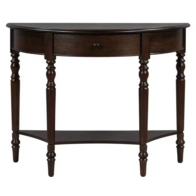 Polibi Farmhouse Crescent Entry Console with Drawer & Shelf