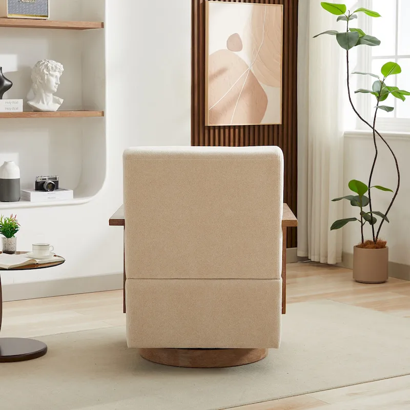 30.31 Linen Blend Upholstered 360 Swivel Accent Chair