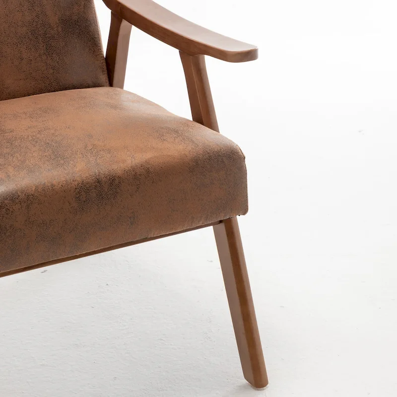 Extra-Thick Backrest Accent Chair with Solid Wood Frame