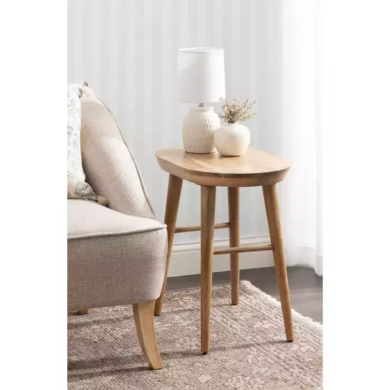 Brown Oval Wood Side Table – 1 Person Use