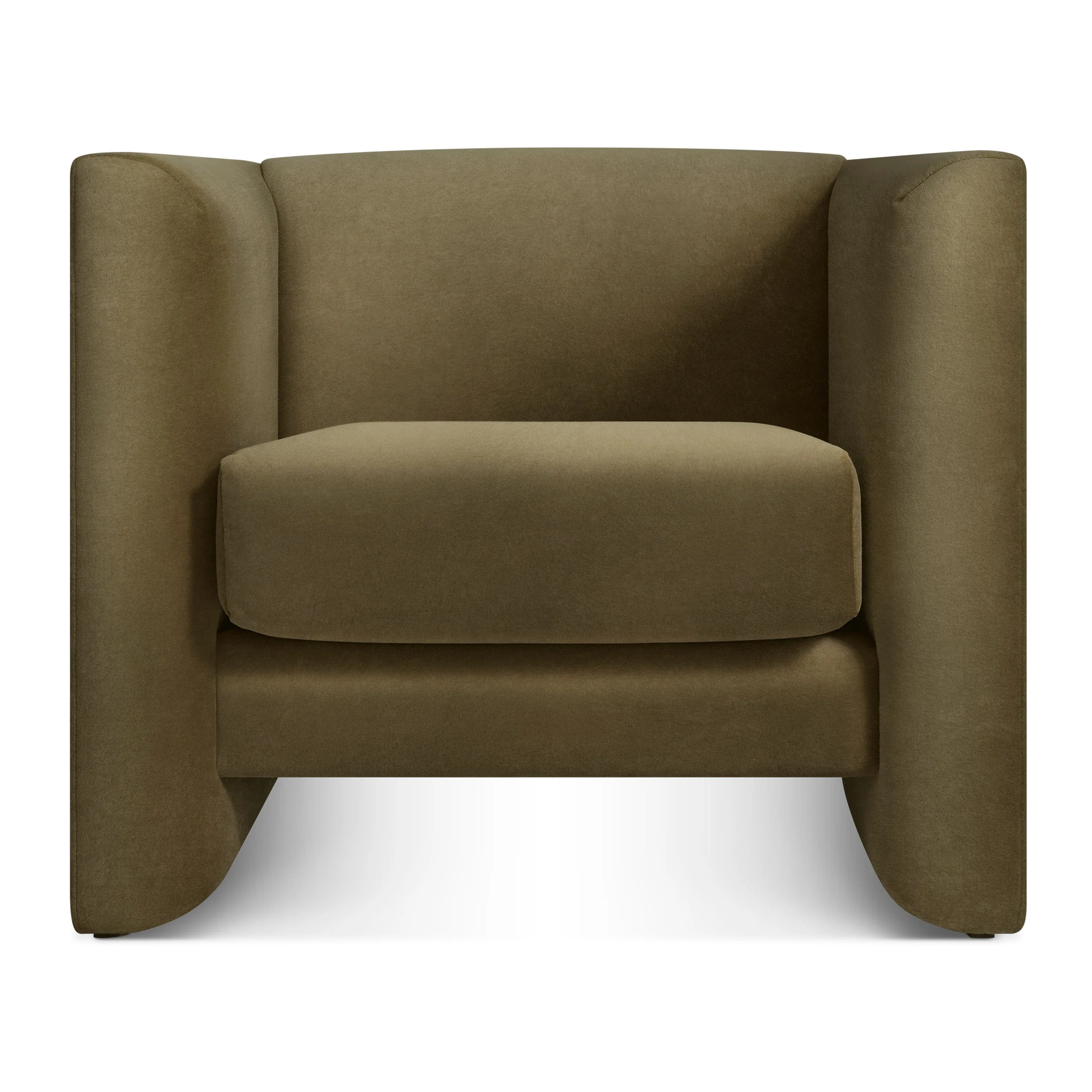 Modern Camel Velvet Lounge Chair with Angled Back for Living Room
