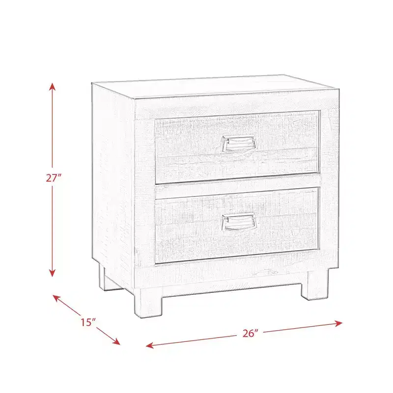 2 Drawer Harrison Nightstand Walnut - Picket House Furnishings: Felt Lined, Dust Proof Layer, Dark Nickel Pulls