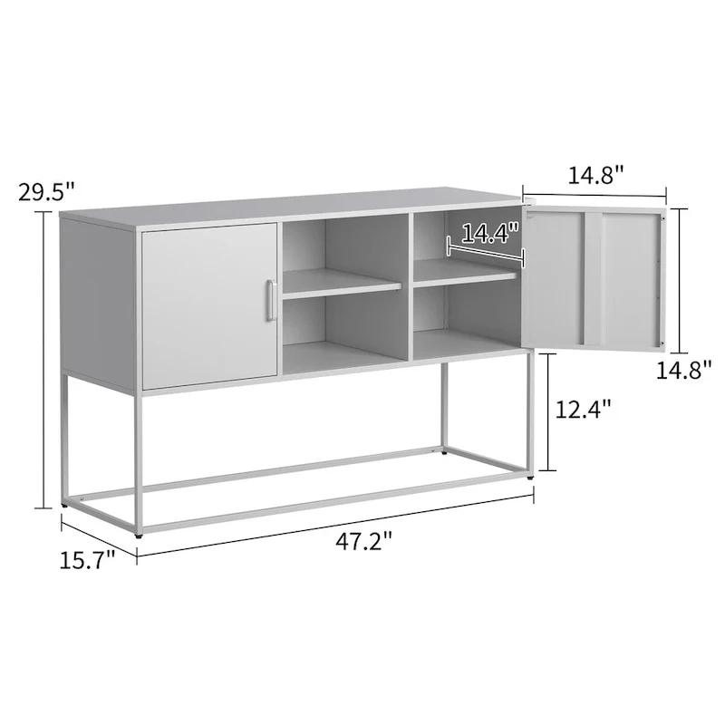 Sideboard Buffet Cabinet - Adjustable Feet, Anti-Tilt, Elegant Handle & Silent Magnetic Closure