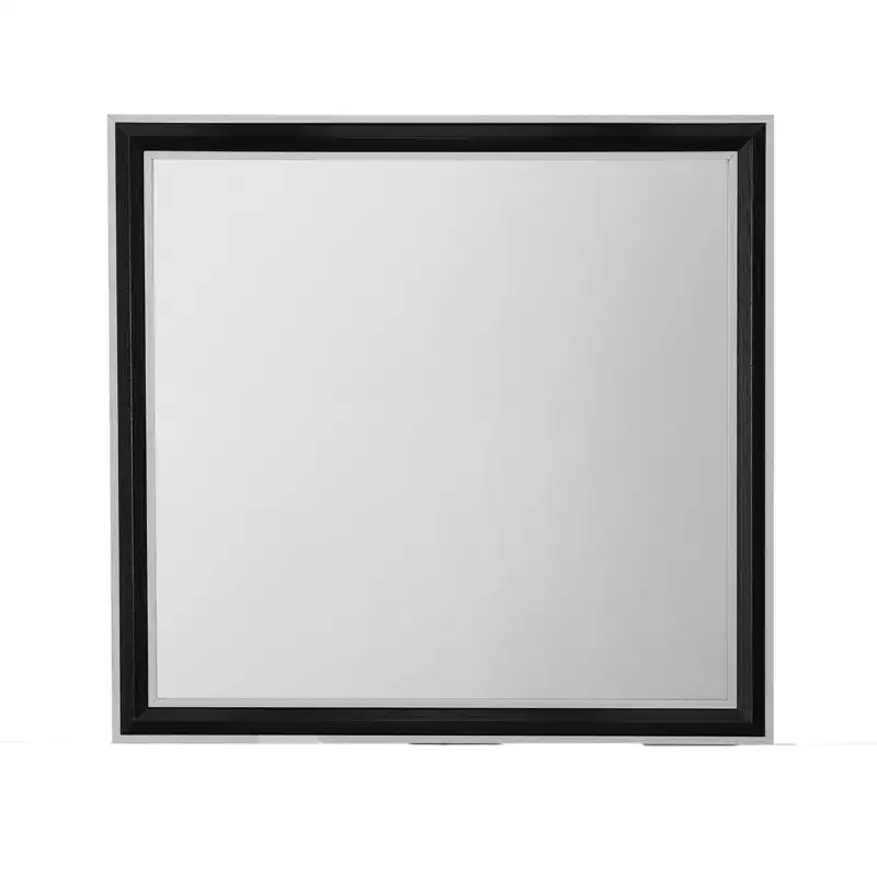 HomeRoots 39 Black And Gray Wood Dresser Mount Framed Mirror