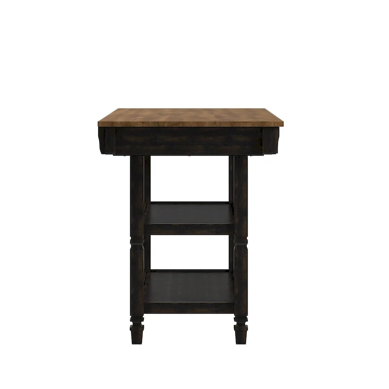 Two-Tone Kitchen Island Buffet with Drawers and Shelves