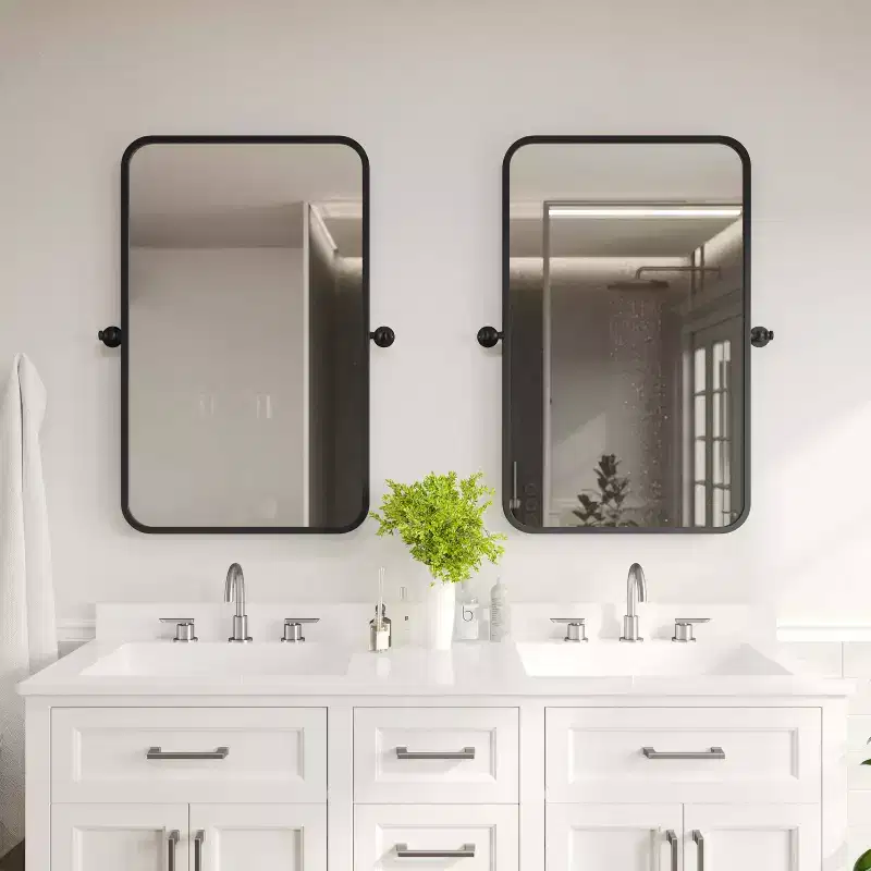 Flash Furniture Finlay Metal Pivot Wall Mirror - Large Accent Vanity Mirror for Bathroom