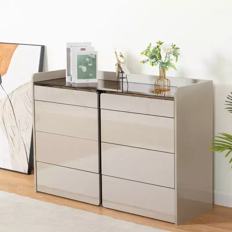 Bluetooth LED Makeup Jewelry Cabinet with APP Control,Tempered Glass Buffet Storage & Kid-Safe Arc Corners,Touch Remote Vanity for Bedroom