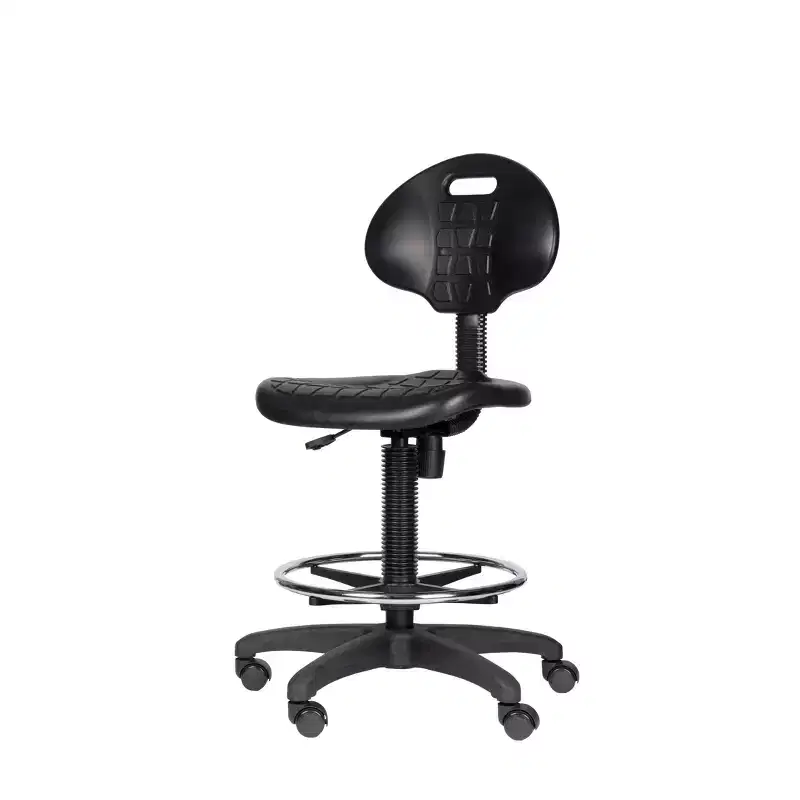22"-32" Adjustable Height Polyurethane Task Chair: Swivel, Lumbar Support, Wheels - Hampden Furnishings