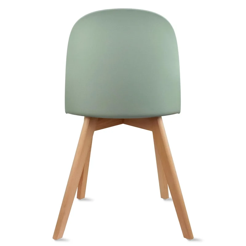 Set of 2 Dining Side Chair with Back Armless Plastic Seat Wooden Legs Kitchen Desk Task Computer