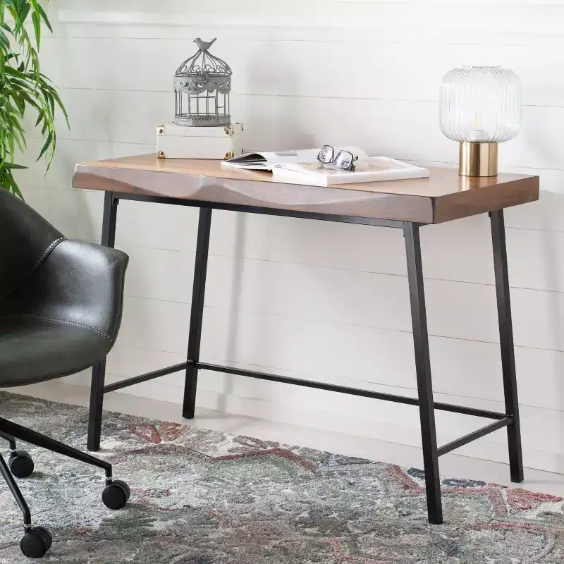 Bernhart Desk - DSK5004 - Walnut/Black - Safavieh
