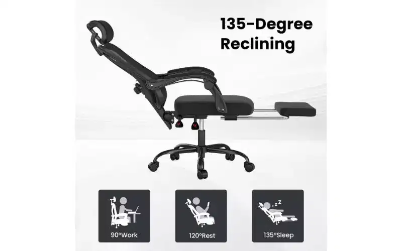Ergonomic High-Back Mesh Office Chair with Footrest, Headrest & Adjustable Lumbar Support, 350 lbs