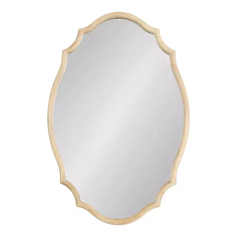 Kate & Laurel All Things Decor 24"x36" Leanna Wood Scalloped Oval Mirror Natural