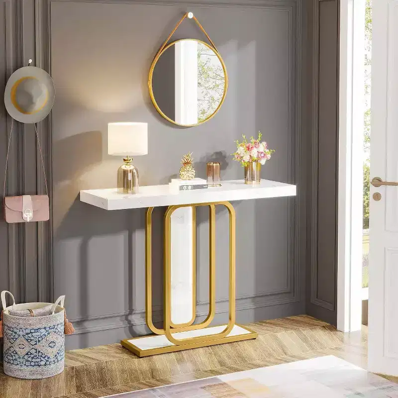LITTLE TREE Modern Console Table White/Gold