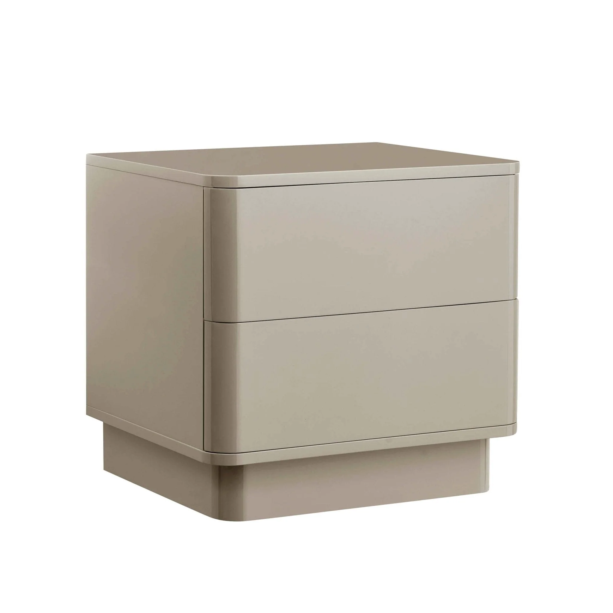 High Gloss 2 Drawer Bedside Table - Taupe
