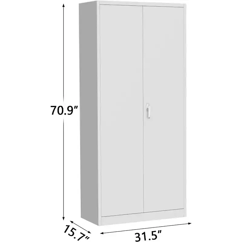 Cold Rolled Steel Cabinet with Handles - Adjustable Panel, 0.6mm Thick Steel, 2 Door, H180xW80xD40CM