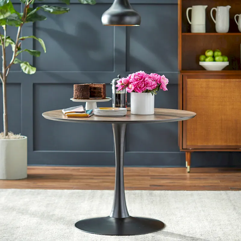 Kavitt Mid-century Modern Velvet 5-piece Round Dining Set