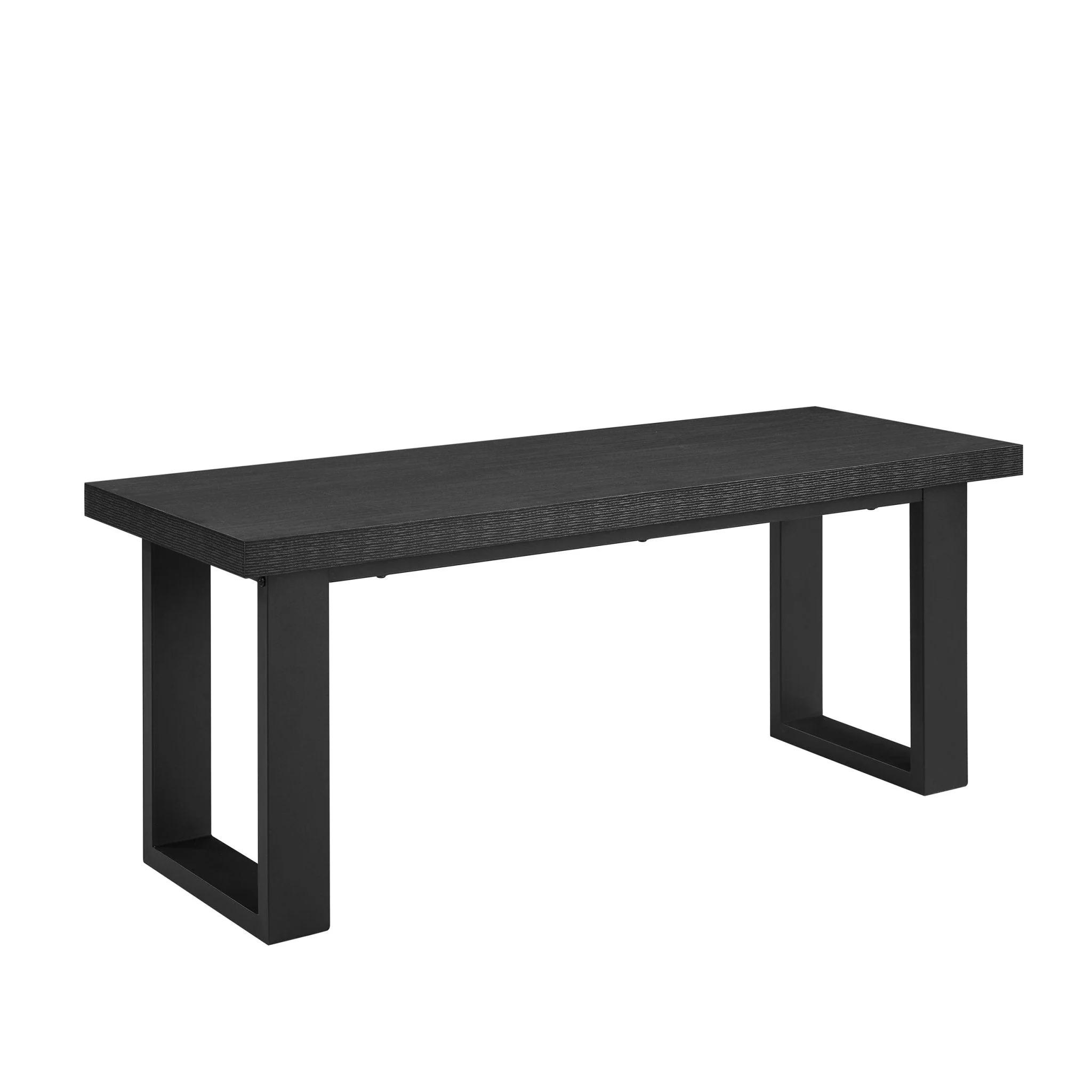 Modern Black Metal Dining Bench with Upholstered Seat for Dining Room