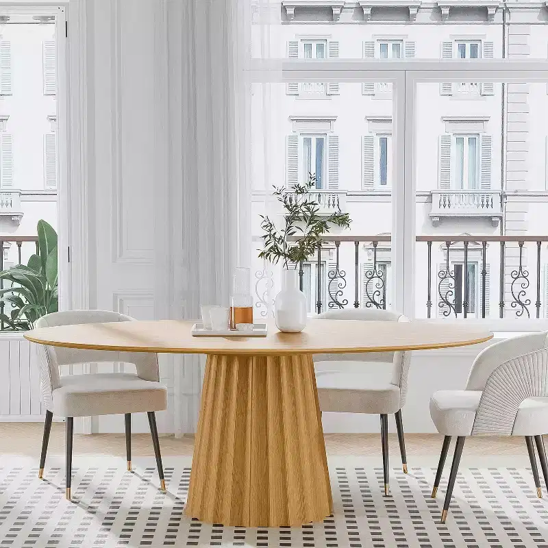 67x33.5 Solid Wood Oval Dining Table with Stylish Tapered Base for 6 People