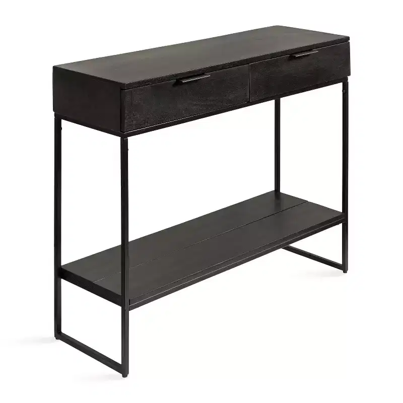 Kate and Laurel Malone Wood and Metal Console Table, 36x13x31, Black