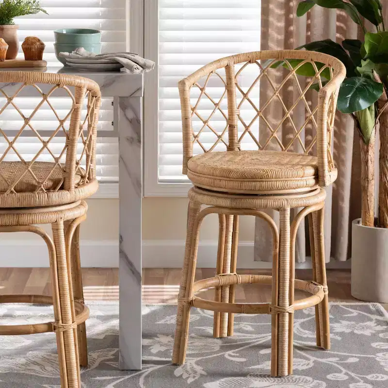 Rattan Swivel Counter Stool Natural