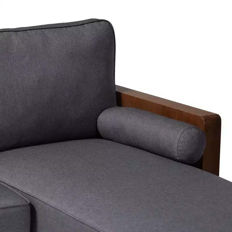 Fabric and Wood Right-Facing Sectional Sofa, L-Shape, Modern Living Room Couch