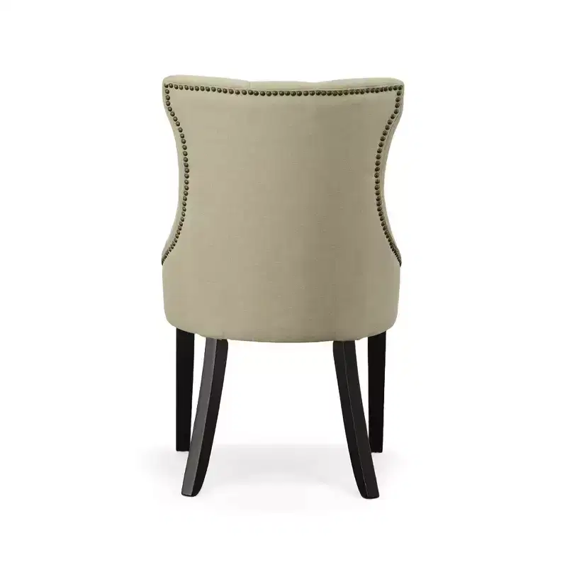 Carolina Living Set of 2 Ella Tufted Back Upholstered Nail Head Chair Espresso/Cream: Wingback, Linen Fabric, Wood Legs