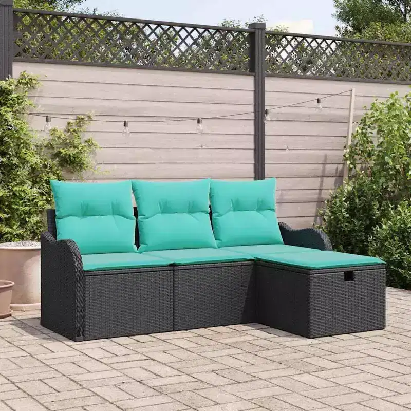 vidaXL Garden Sofa Set 4 pcs Brown and Red 176 x 117 x 85 cm