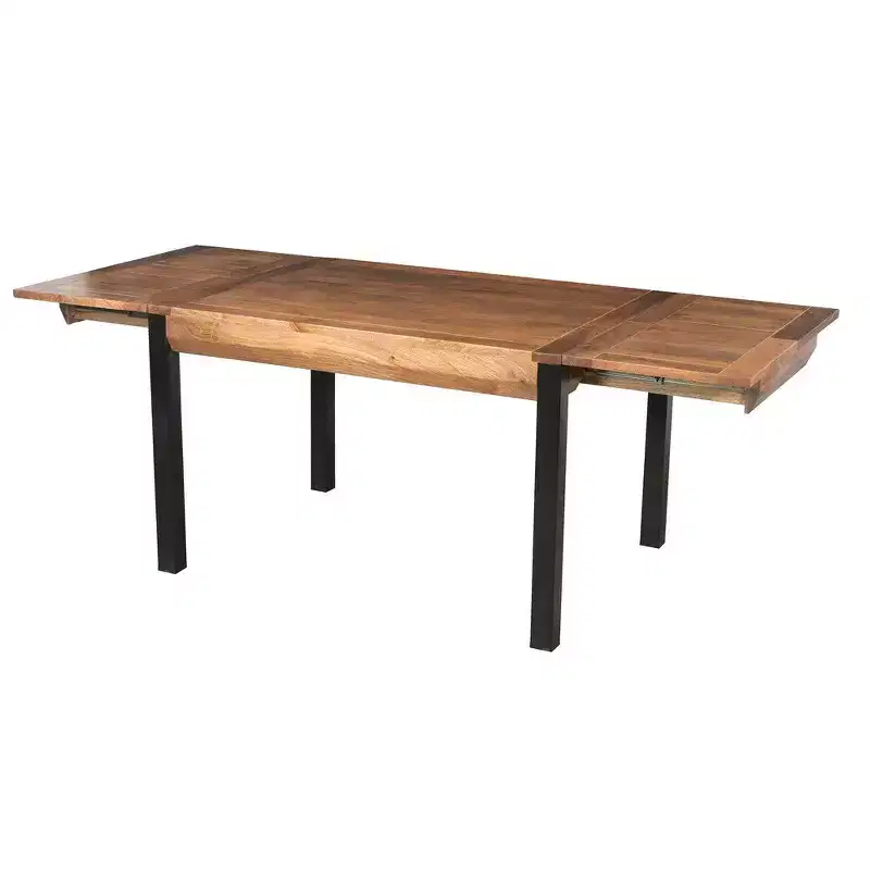 Brown & Black Extendable Rectangular Dining Table – Seats 6–8
