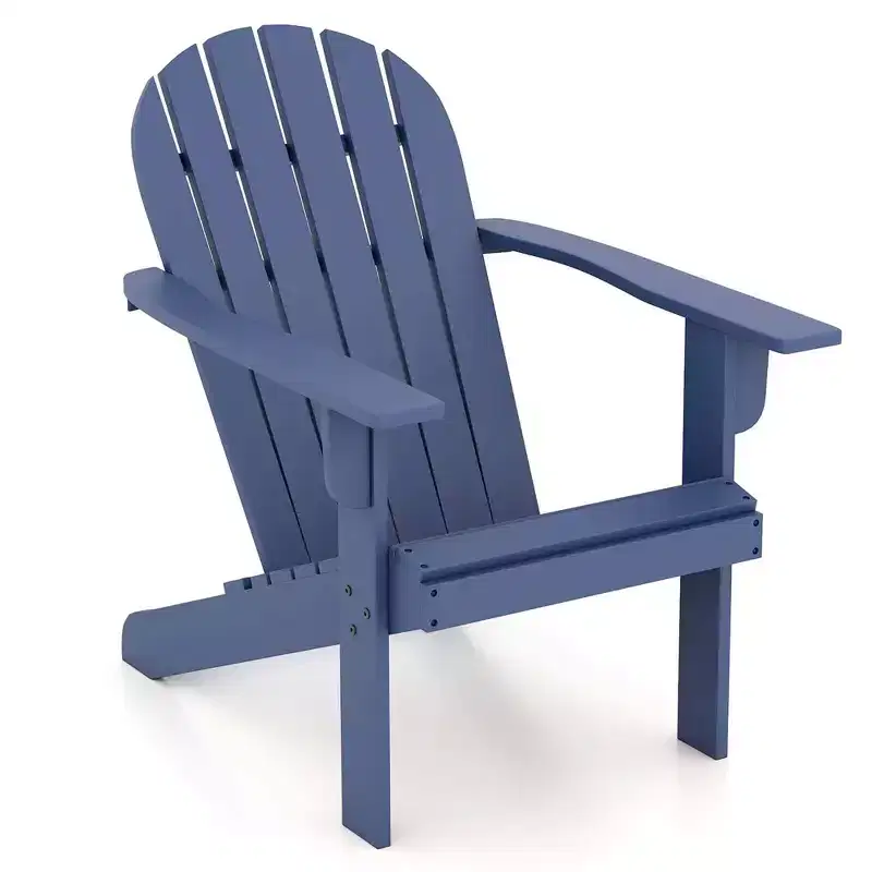 Costway Patio Adirondack Chair with Inclined Seat High Backrest & Wide Armrests White/Blue/Gray/Red