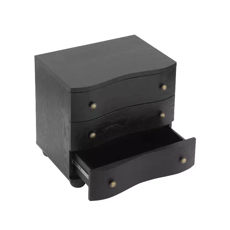 Christopher Knight Home Chaeryeong Modern Wooden 3-Drawer Nightstand with Curved Front Design