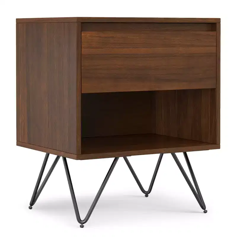 Moreno 20 inch Wide Industrial Modern Nightstand in Walnut