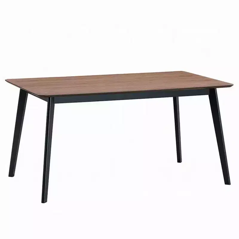 Rubberwood & MDF Rectangular Dining Table with Walnut Veneer Top 59''W x 30''H Brown/Black