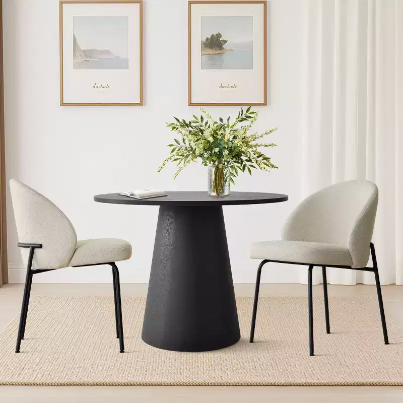 5-Piece Round Pedestal Dining Set, Upholstered Chairs, Seats 2 – Beige/Blue/Green