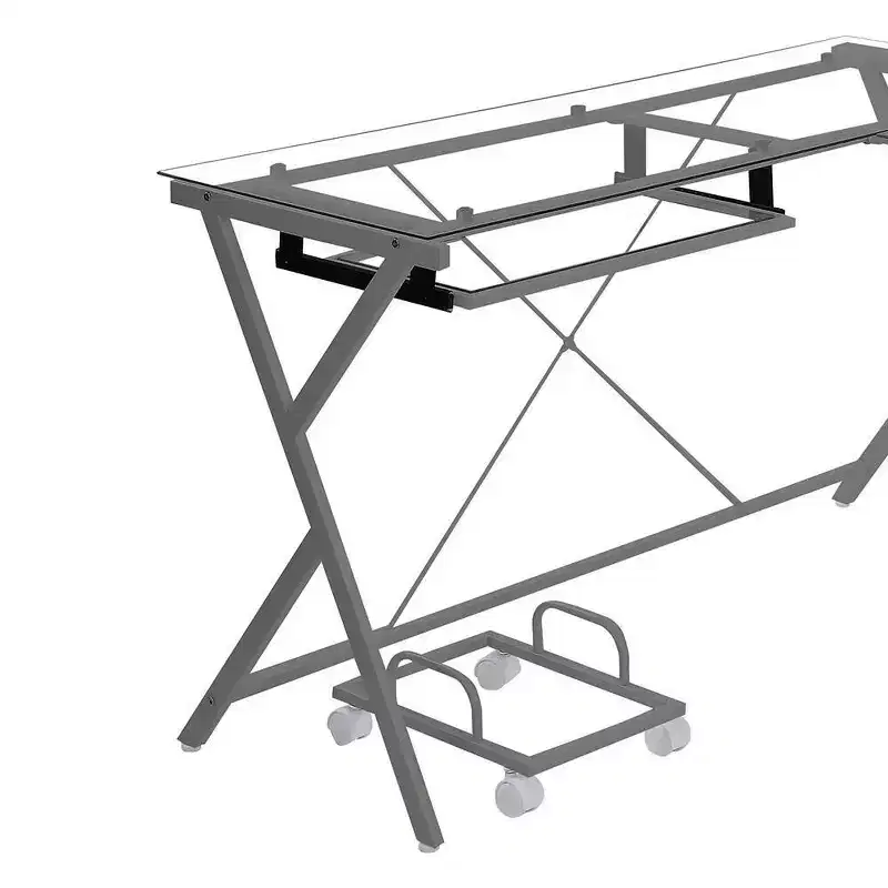 Acme Furniture Demas Desk Clear Glass/Silver Finish