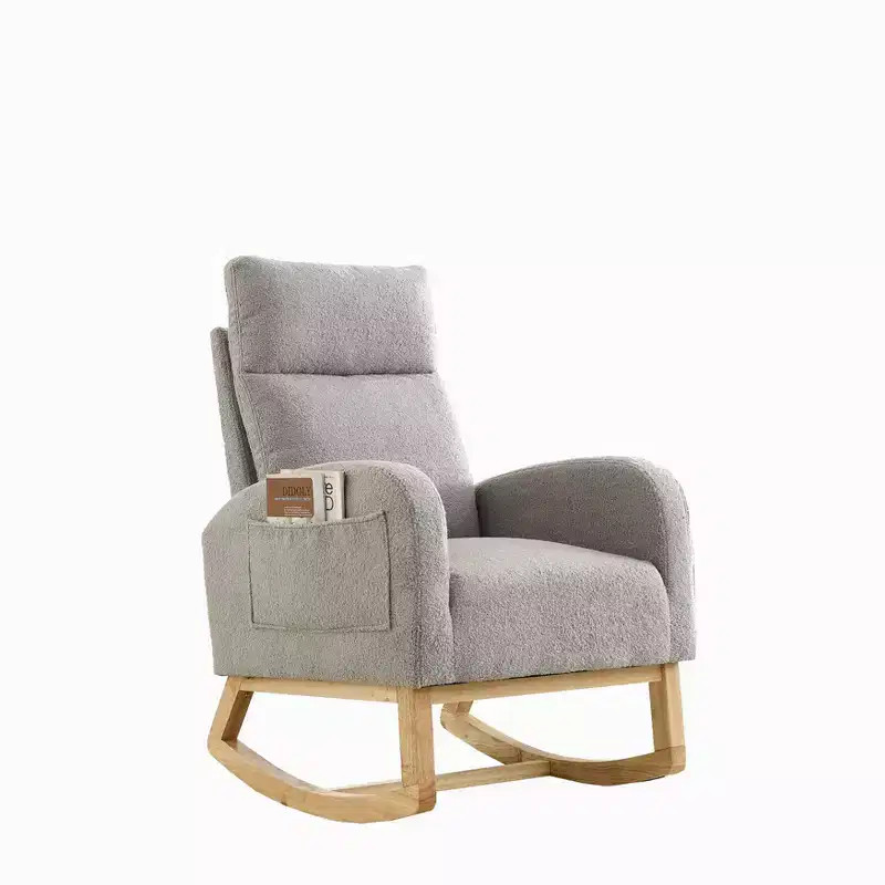 27.6W Accent Rocking Chair, Armchair with High Backrest & 2 Side Pockets, Nursery Glider Rocker - ModernLuxe
