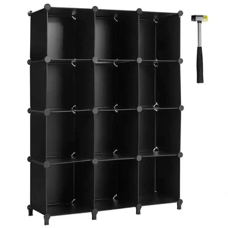 12 Cube Storage Organizer Plastic w/ Steel Frame Black