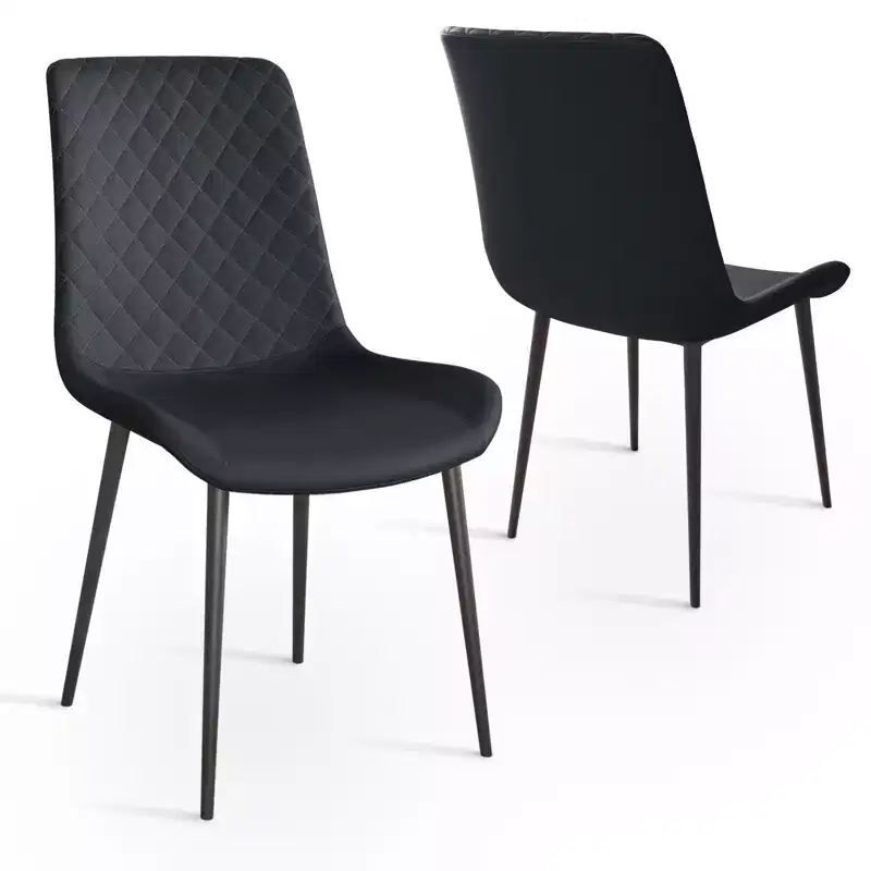 Waterproof PU Leather Dining Chairs Set of 2/4 with Metal Legs, Scratch-Resistant Feet, 300 lbs Capacity