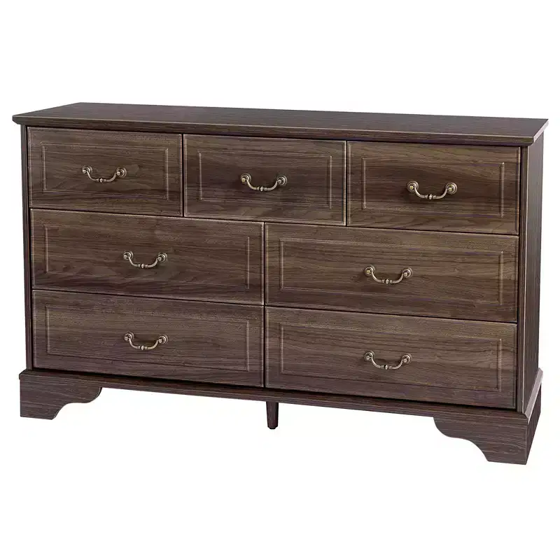 Karl Home 7-Drawer Brown MDF (Medium-Density Fiberboard) 53.94in. W Chest of Drawer