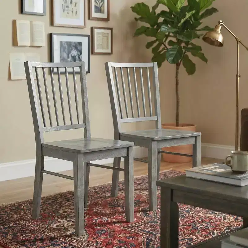 HOMCOM Dining Chairs Set of 2 Ergonomic Solid Wood, Armless Kitchen Chairs with Rubberwood Legs