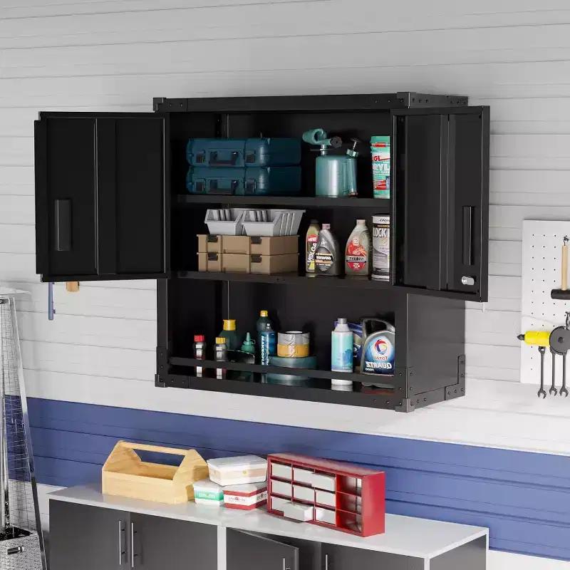VINGLI Garage Storage Cabinet with Locking Doors and Adjustable Shelf, Metal Storage Cabinet