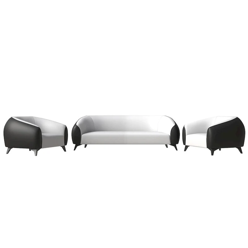 3-Piece Sofa Set Upholstered PU Leather with Solid Wood Frame and Steel Legs Opula Series by LeisureMod