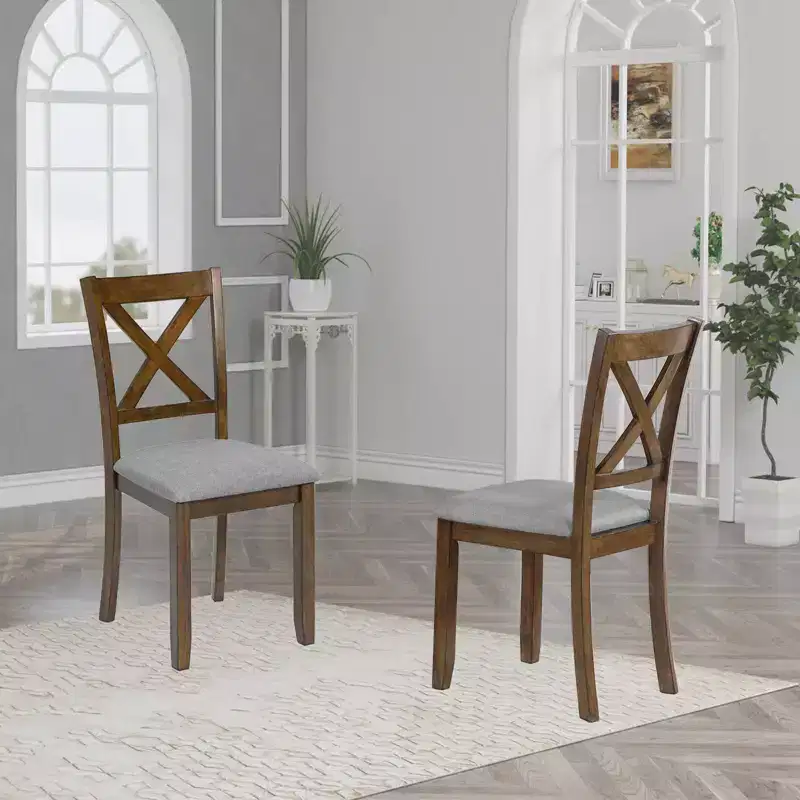 MAYEERTY Dining Chairs Only Set of 4, Walnut Wooden Upholstered Side Chairs with Padded Seat for Kitchen Dining & Living Room