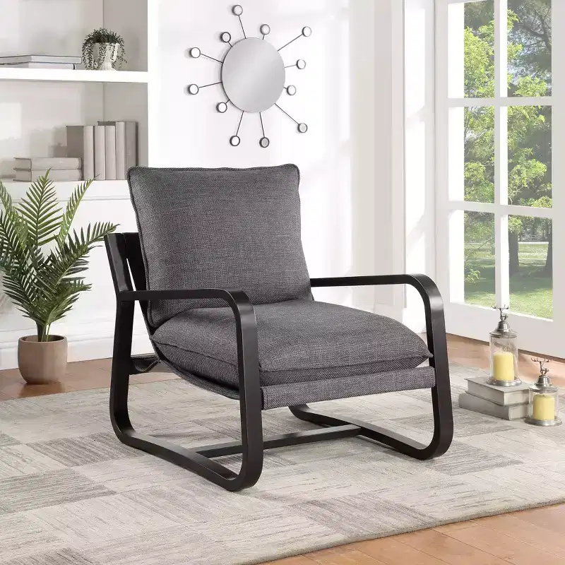 Barcelona Sling Accent Chair – Polyester Fabric, Bronze Powder-Coated Metal Frame, 300 lb