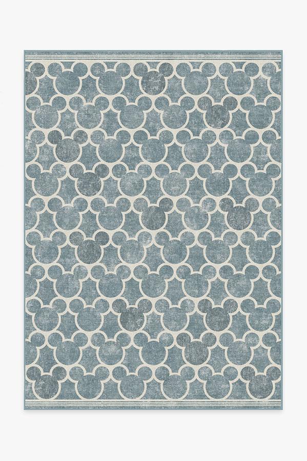 Modern Character Flatwoven Rug with Trellis Silhouette Pattern in Slate Blue for Kids Room & Living Room