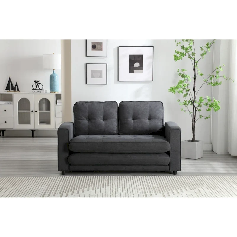 3 Fold Velvet Sofa,Convertible Sleeper Sofabed with Pull Out Couch Bed