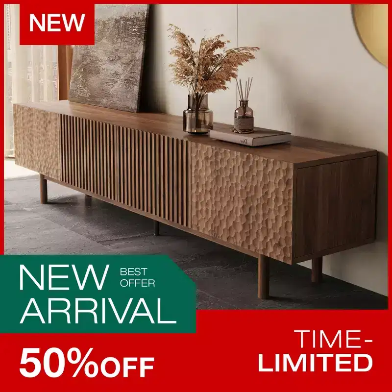 Mid-Century Modern 86.61 TV Stand and Media Console & Entertainment Centers with Large Storage Space