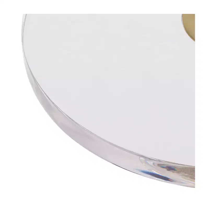 55 Downing Street Hanna 24 3/4 Luxe Gold Side Table with Acrylic Top and Glass Base