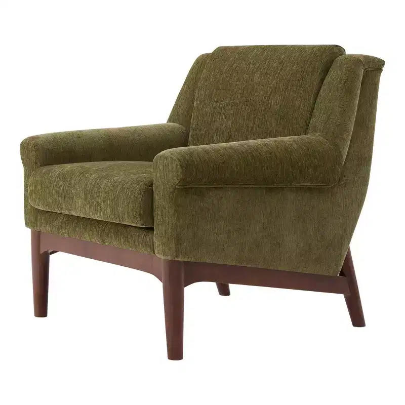 Whisen Sculptural Flared Arm Accent Chair with Solid Wood Frame Modern Reclined Upholstered Lounge Chair, Ergonomic Reading Chair
