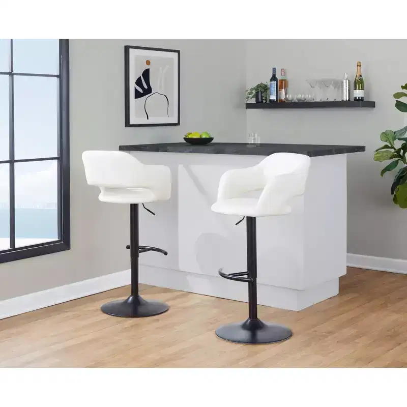 LumiSource Set of 2 Margarite Adjustable Barstools Black PU