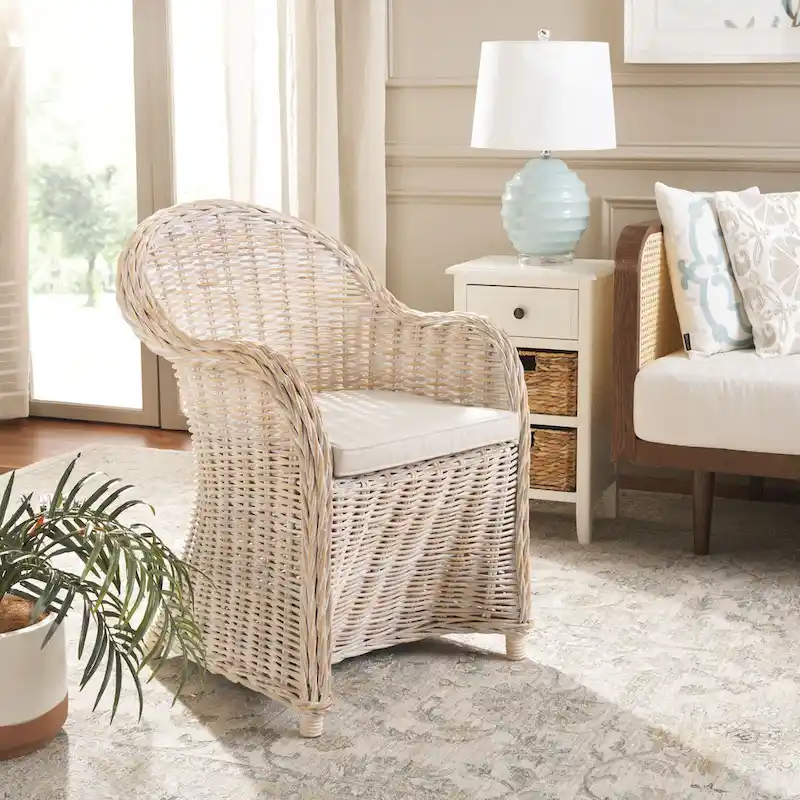 SAFAVIEH Sinja Yellow Rattan Club Chair - 24  x 26  x 35  - 24Wx26Dx35H